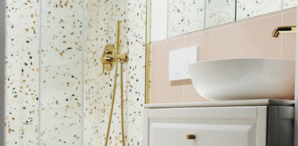 Łazienka dziecięca z kolorowym terrazzo